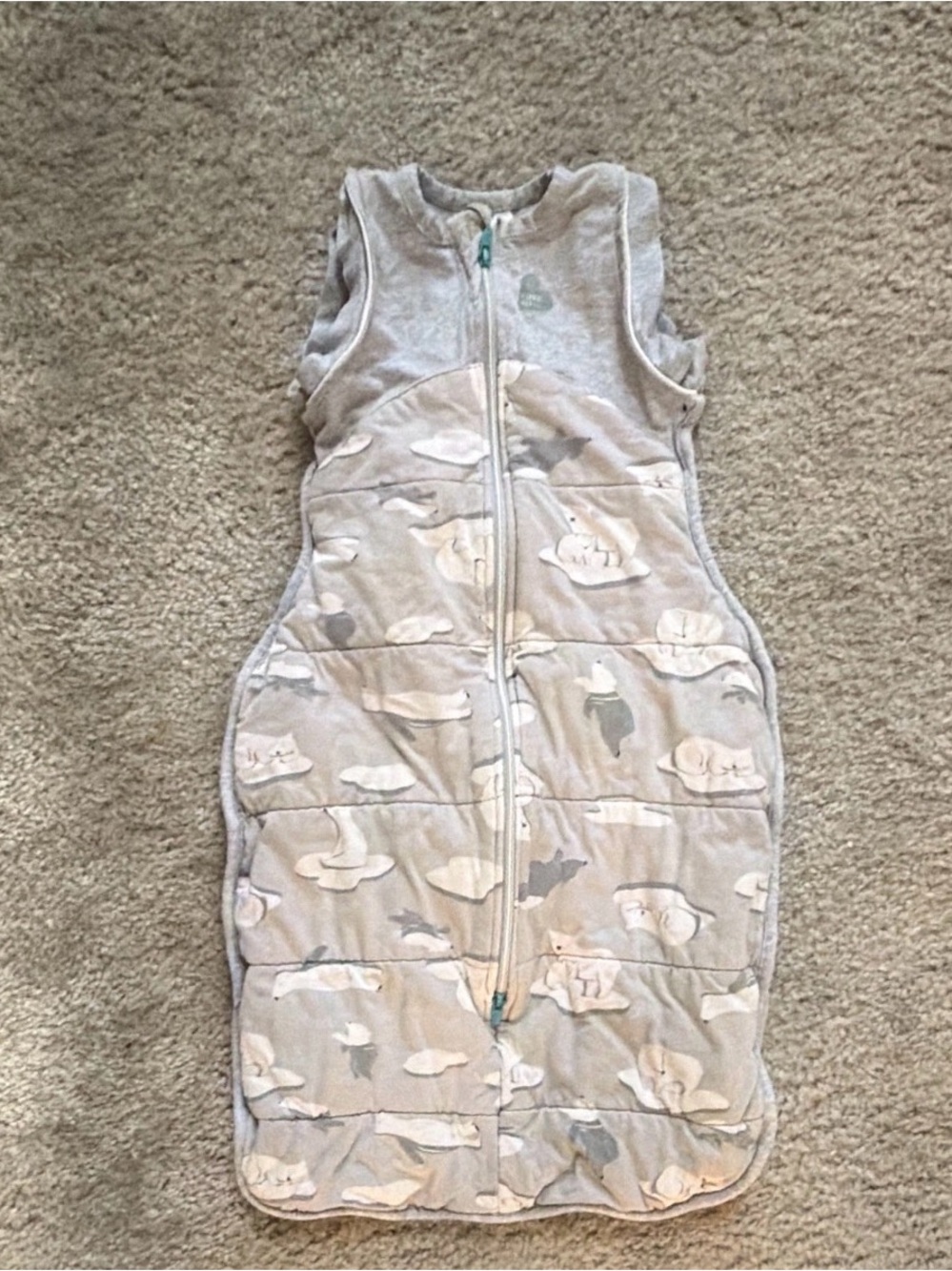 Love to Dream Light Gray Sleeveless Sleep Sack with Cloud Print